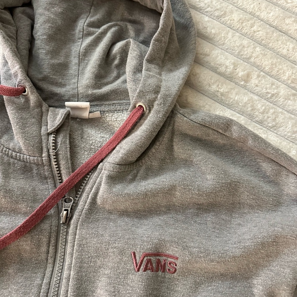 Vans Gray Hoodie with Red Accents